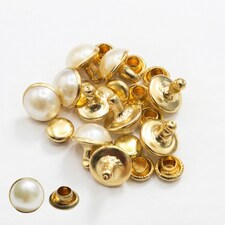 8.5mm Faux Pearl Rivets, Gold Pearl Stud Embellishments - 50pcs