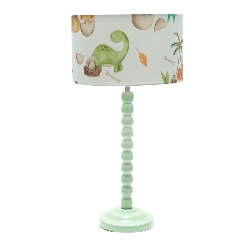 image 1 of ValueLights Bobbles Sage Green Table Lamp with Dino Shade & Bulb | Green