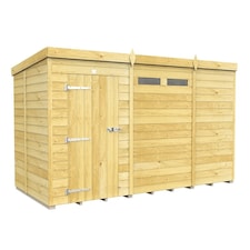 11 x 5 Feet Pent Security Shed - Single Door - Wood - L147 x W329 x H201 cm Brown