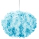 image 1 of Eye-Catching and Modern Small Teal Feather Decorated Pendant Lighting Shade | Blue