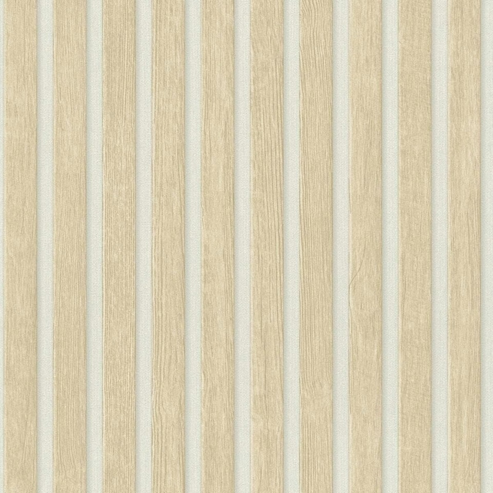 image 1 of AS Creation Wood Slats Wallpaper - Beige/White - One Size | Brown