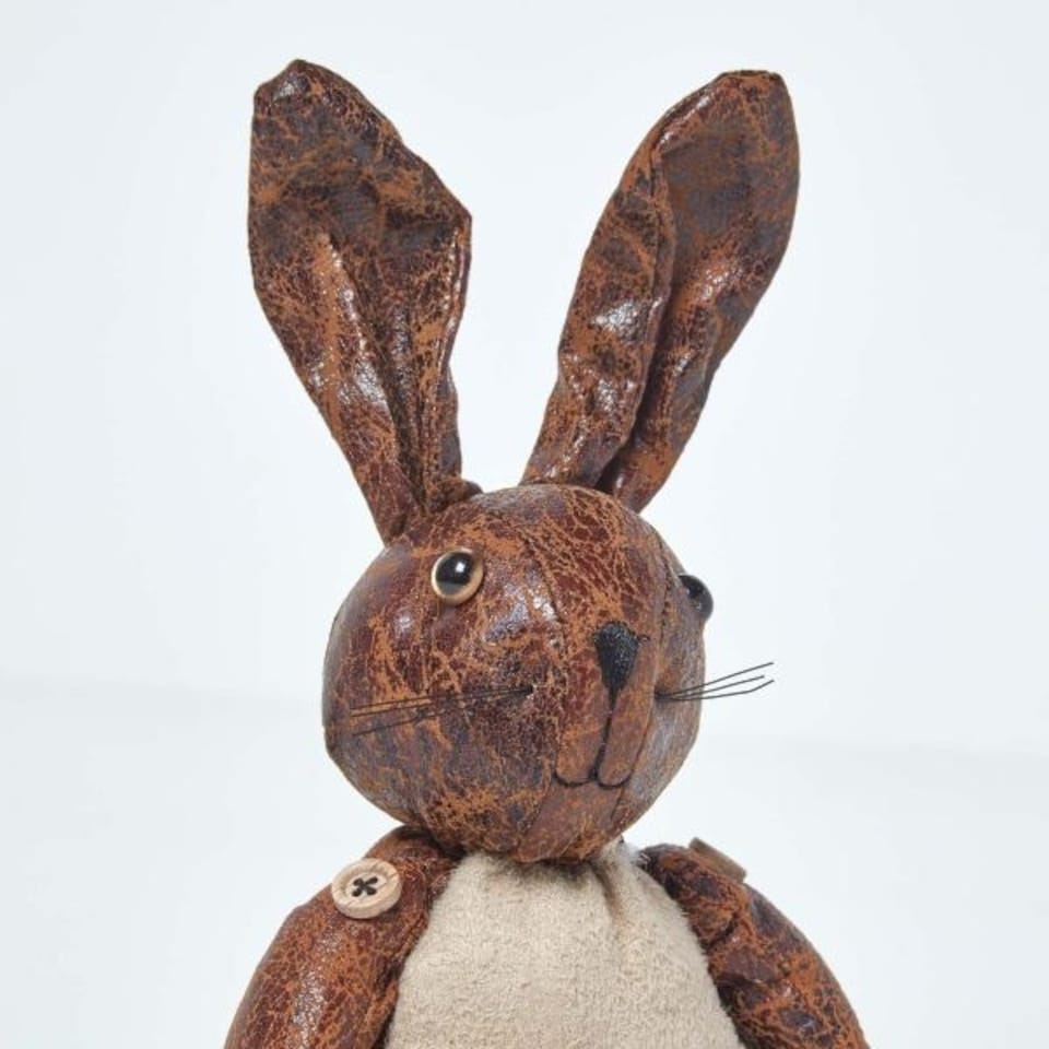 image 1 of Homescapes Faux Leather Animal Rabbit Door Stopper