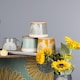 image 4 of English Tableware Company Artisan Flower Blue Canister with Bamboo Lid