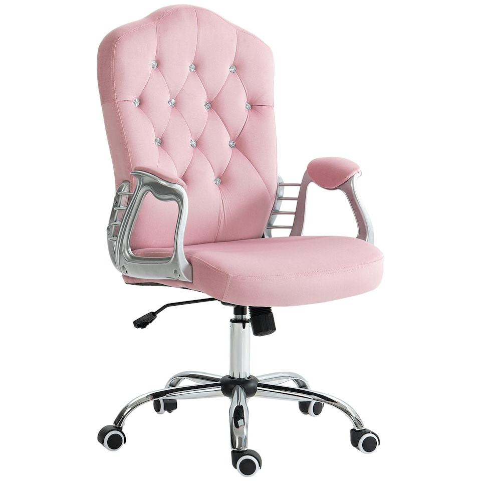 image 1 of Vinsetto Home Office Chair with Adjustable Height Tilt Function Pink