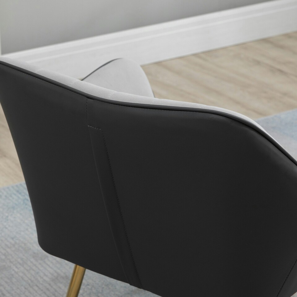 image 1 of HOMCOM Accent Chairs Velvet Armchairs for Living Room and Bedroom Light Grey