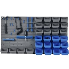 DURHAND 44 Pcs On-Wall Garage DIY Storage Unit Pegboard Tool Equipment Blue