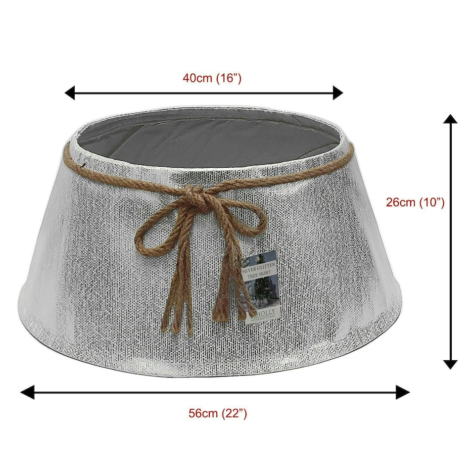 image 1 of Holly International Silver Shimmer Christmas Tree Skirt Collar