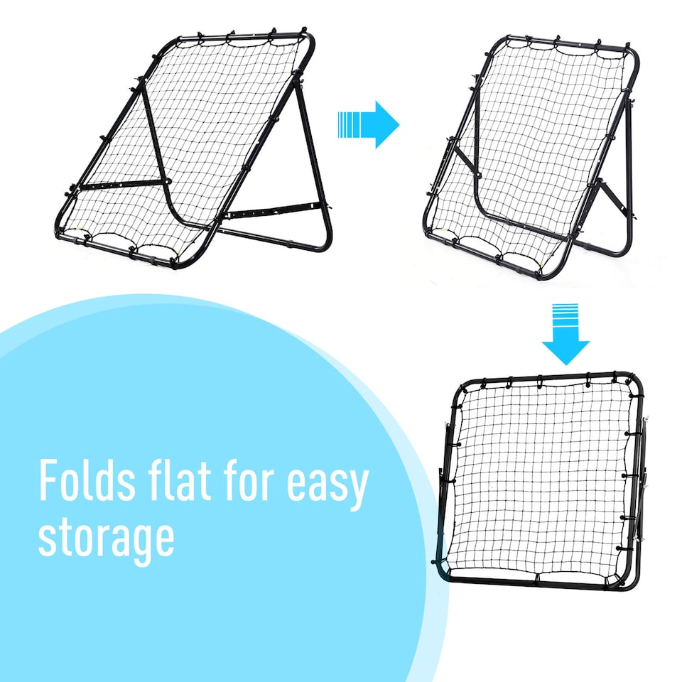 image 1 of HOMCOM Football Rebounder Net, Adjustable Kickback Target Goal Teens Adults Training Aid for Multi-Sports Practise, Black | Black