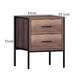 image 5 of FWStyle Loft Industrial 2 Drawer Bedside Table Wood Effect Black Metal Frame