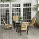 image 2 of Outsunny Garden Dining Set, Glass Table w/ Umbrella Hole Grey