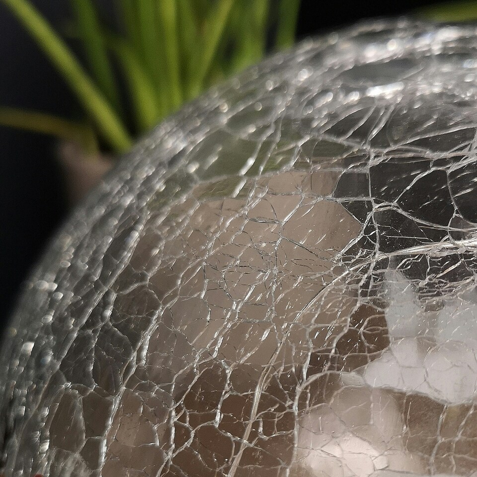 image 1 of 20cm Battery Operated Twinkling Warm White LED Crackle Effect Ball Decoration with Santa and Friends in Car