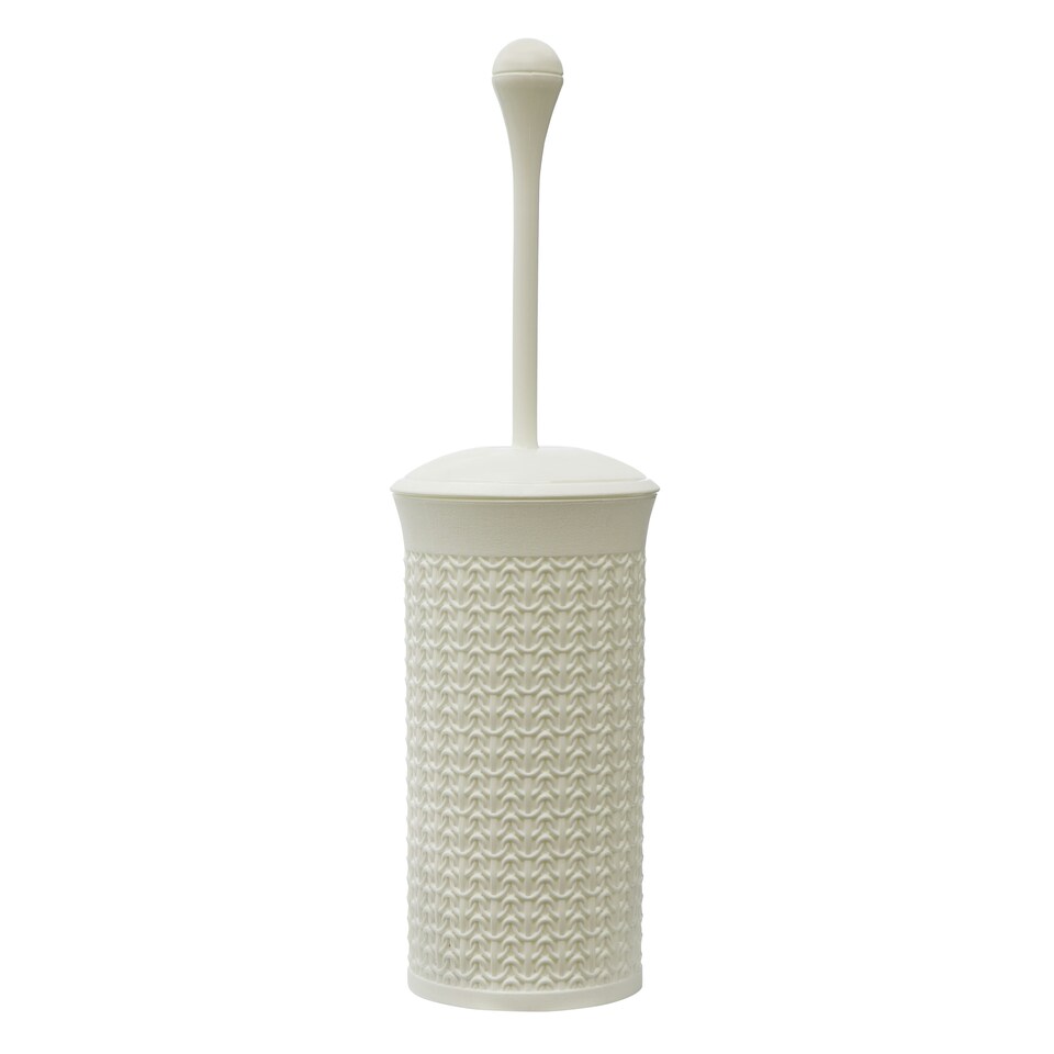 image 1 of JVL Knit Design Loop Plastic Toilet Brush and Holder, Ivory White