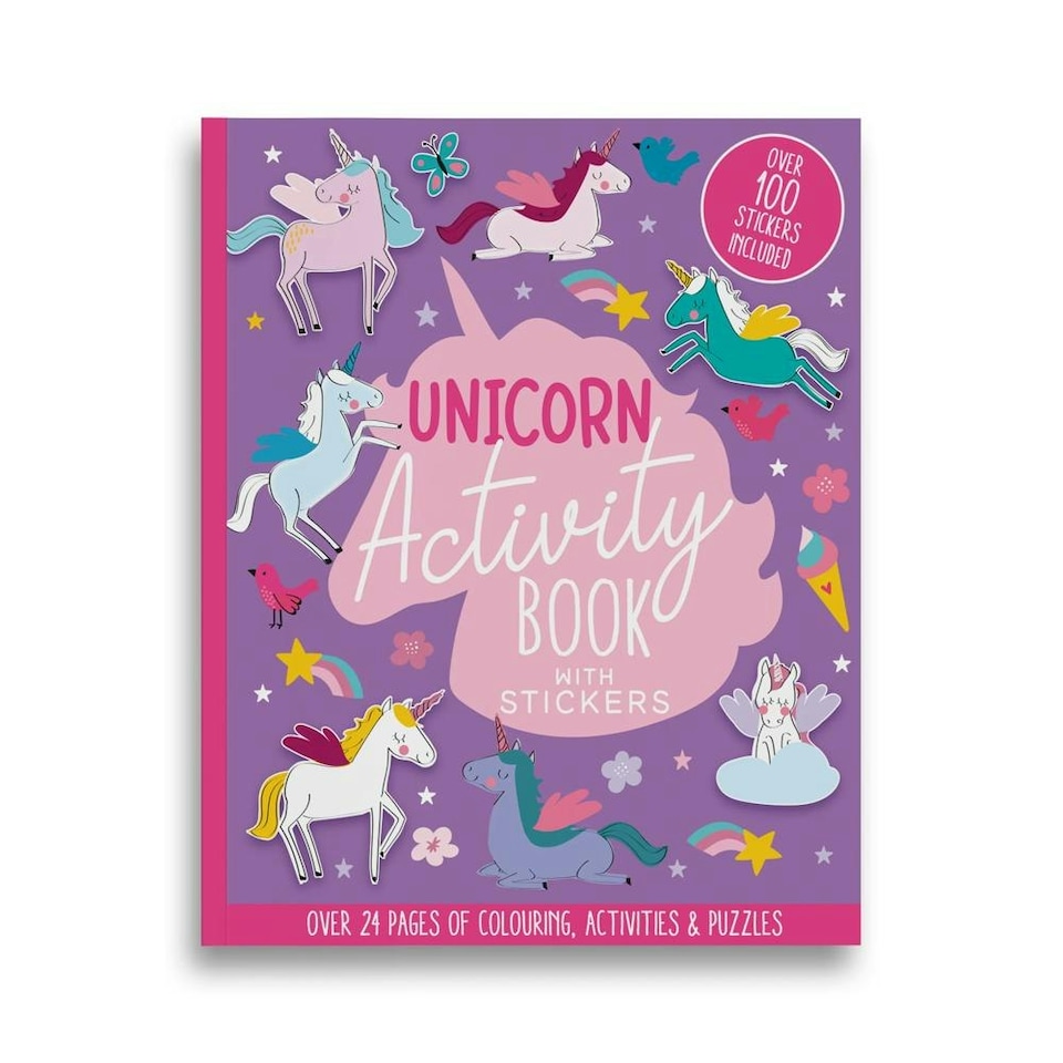 image 1 of 24 Pages Unicorn Activity Book with Stickers Purple | Pink | One Size