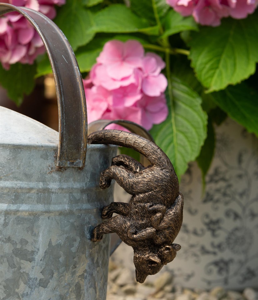 image 1 of Lemur and Pup Plant Pot Hanger | Bronze