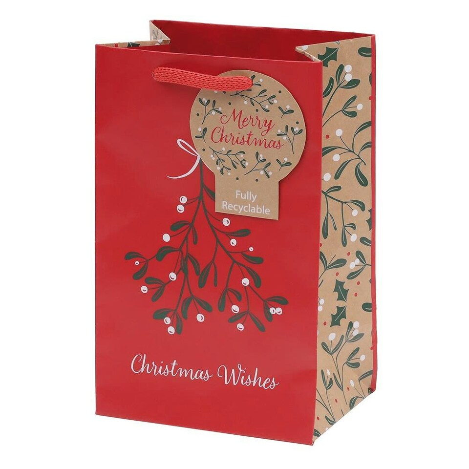 Christmas Merry Berry Design Small Gift Bag Red