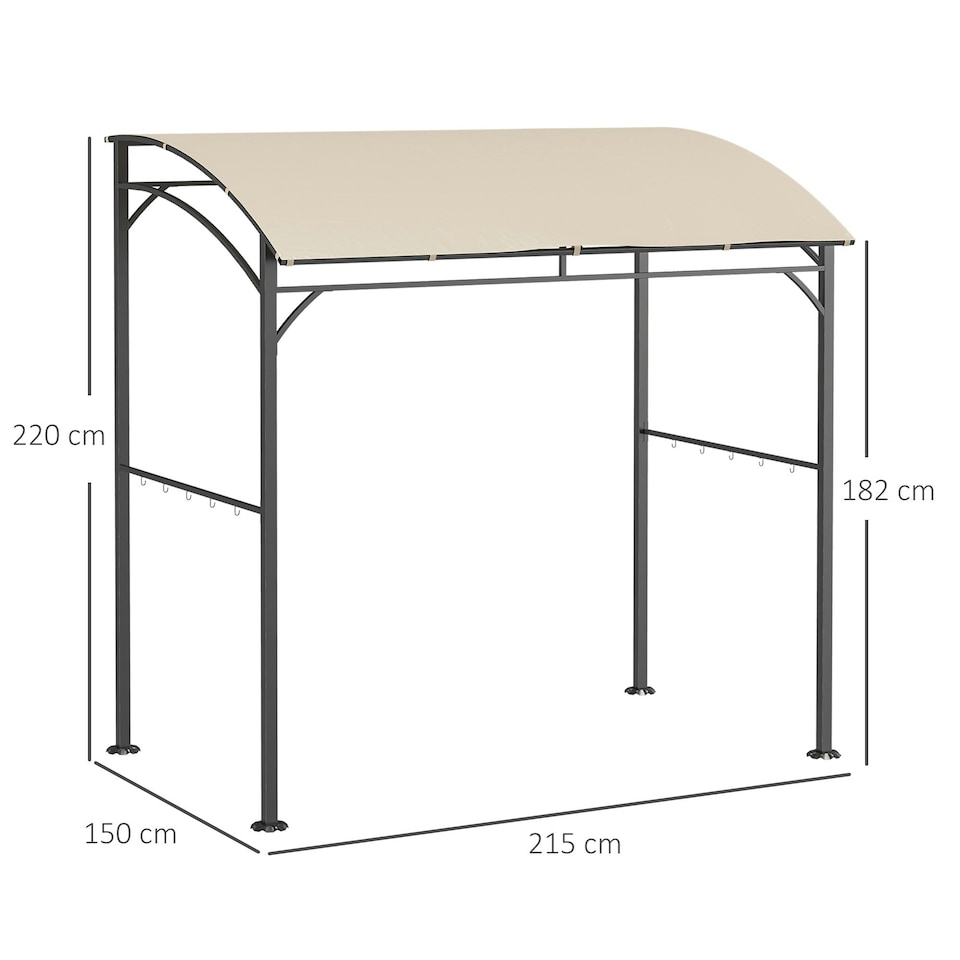 image 1 of Outsunny 2.2 x 1.5 m BBQ Gazebo Tent Sun Shade with Canopy, Beige