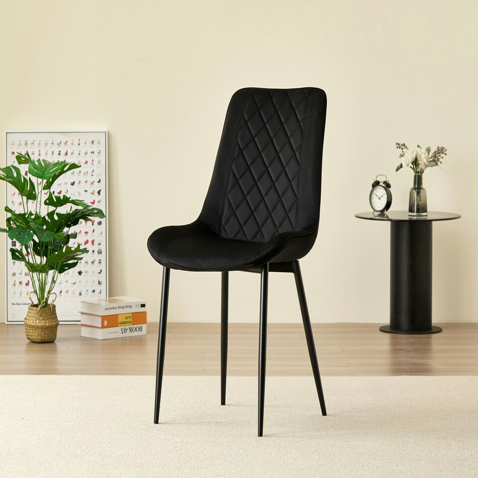 image 1 of New York Dining Table with 4 Amelia Velvet Chairs | Blue | 5