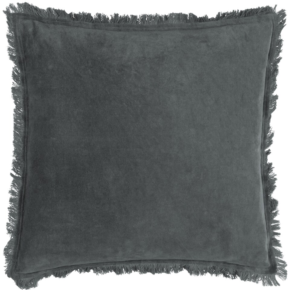 image 1 of Yard Jaye Cotton Velvet Cushion, Slate, 45 x 45cm