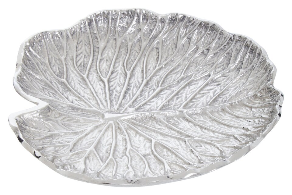image 1 of Salma Small Silver Finish Lotus Leaf Plate.
