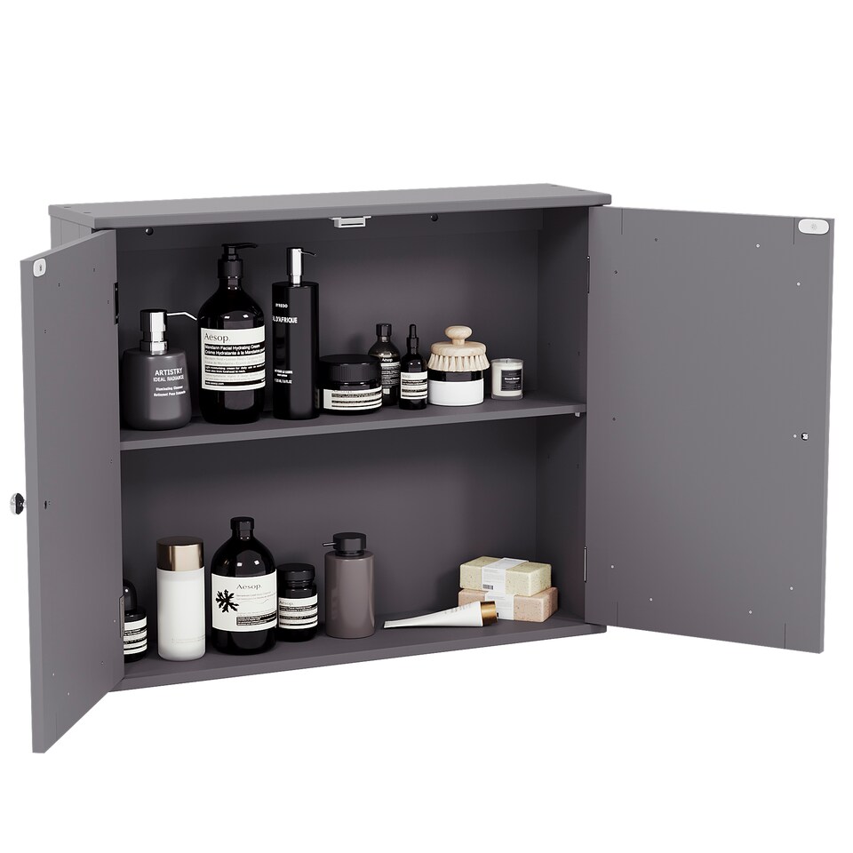 image 1 of Bath Vida Priano 2 Door Wall Mounted Bathroom Cabinet, Grey