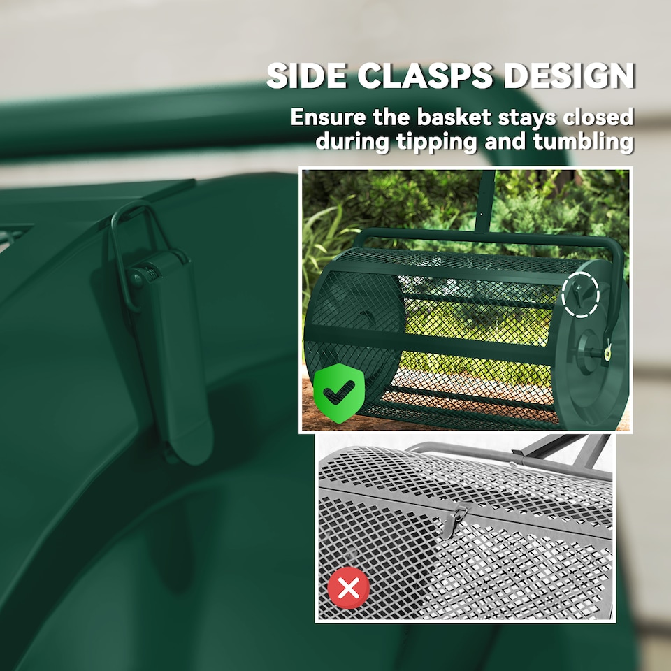 image 1 of Outsunny Compost Spreader, 24" Garden Spreader w/ Height Adjustable Handle