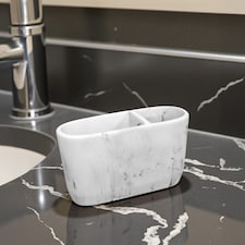Showerdrape Octavia White Marble & Chrome Toothbrush Holder | White | 1