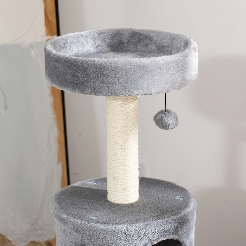 image 1 of PawHut Cat Tree Tower Activity Centre w/ Jute Post Bed Tunnel Perch Hanging Toy