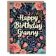image 1 of Flower Pattern Floral Frame Grandma Gran Nan Birthday Card