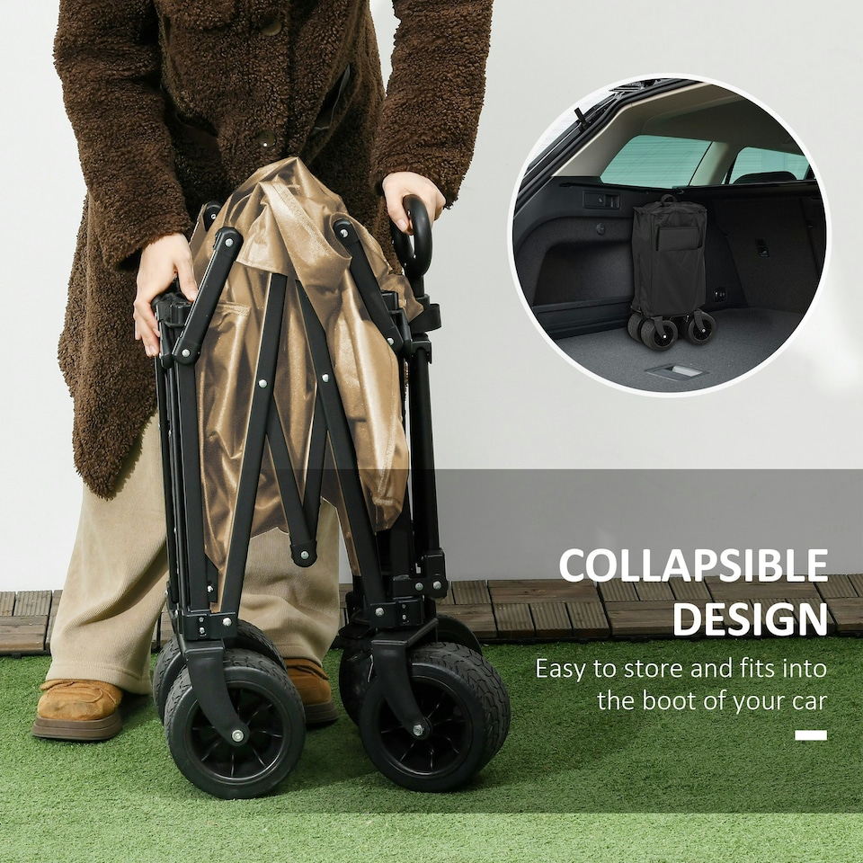 image 1 of Outsunny Foldable Garden Cart, Outdoor Utility Wagon with Carry Bag, Camouflage