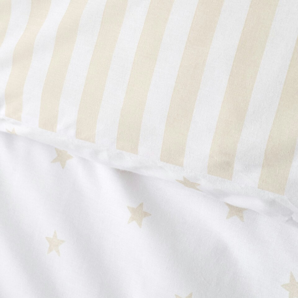 image 1 of Bianca Mini Star & Stripes Reversible Cotton Duvet Cover Set Natural Cream | Natural | Toddler