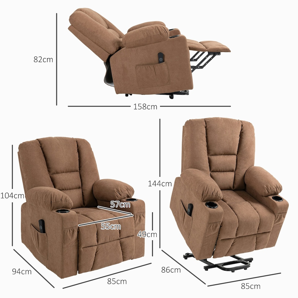 image 1 of HOMCOM Riser and Recliner Chair w/ Remote, Lift Chair for Elderly, Brown | Brown