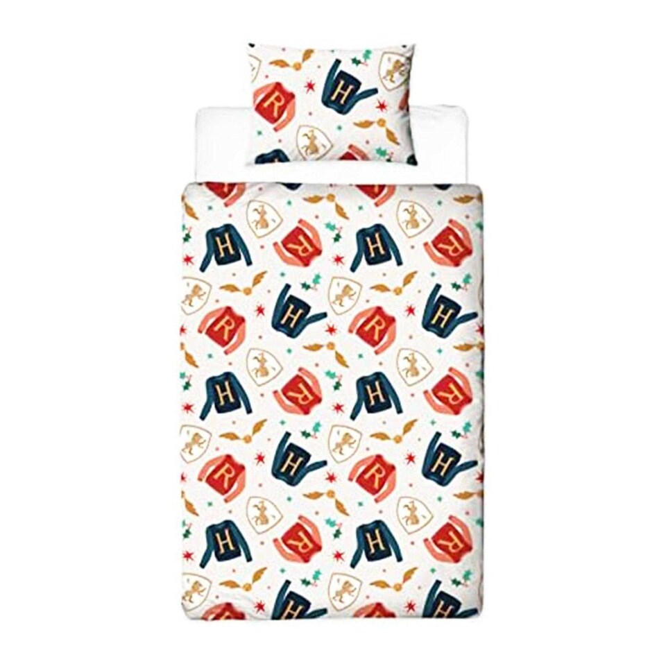image 1 of Harry Potter Reversible Christmas Duvet Set | Red | Red/White/Blue/Blue | Single | 1