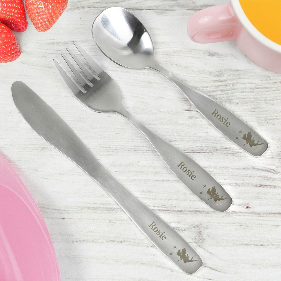 image 1 of Personalised Fairy Princess 3 Piece Cutlery Set
