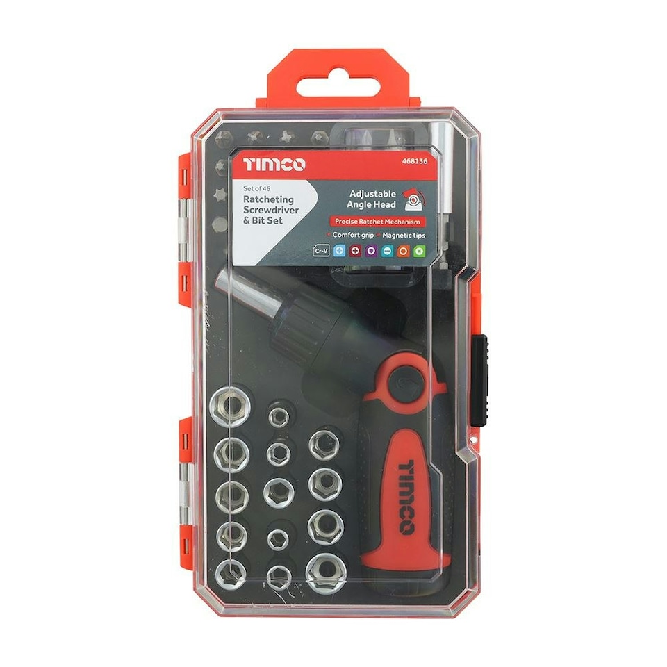 image 1 of Timco - Ratcheting Screwdriver Bit Set (Size 46pcs - 46 Pieces)
