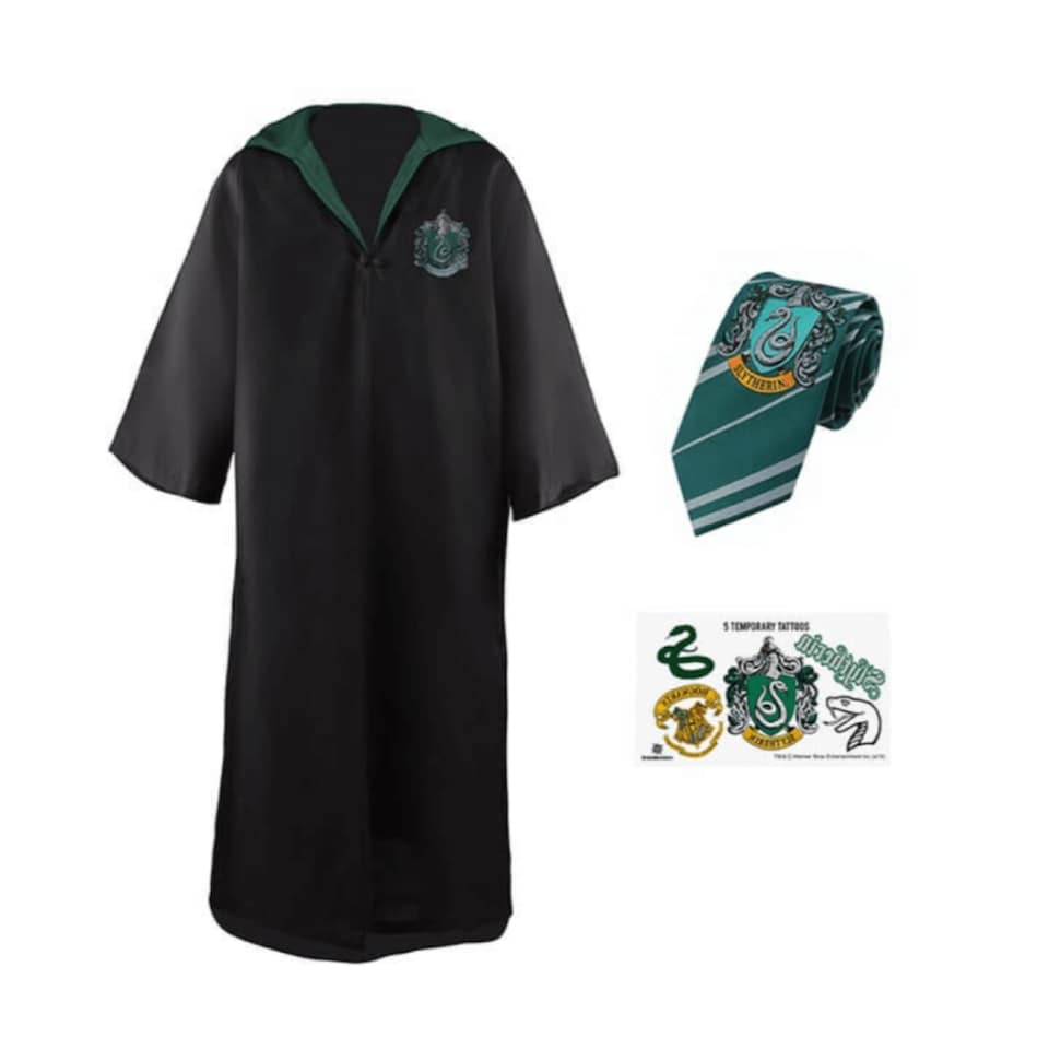 Harry Potter Costume - Slytherin Cloak, Tie & Tattoos | Black | S