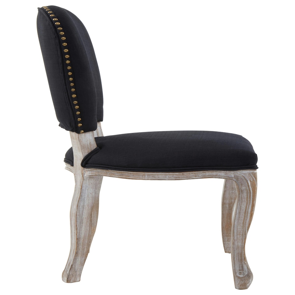 image 1 of Interiors by Premier Black Dining Chair with Wooden Legs, Velvet Dining Chair, Cozy Small Accent Chair for Living Room