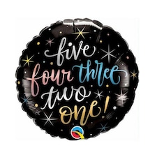 Qualatex Foil Balloon with Five Four Three Two One Design - Black - One Size