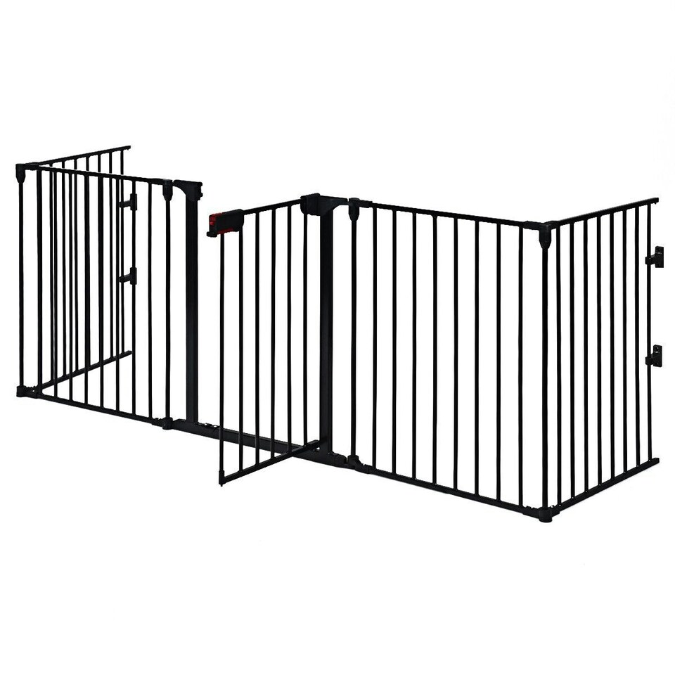 image 1 of COSTWAY 5 Panel Fireplace Fence Room Divider Black