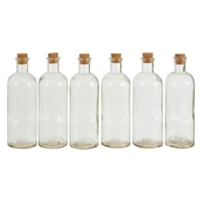 Interiors by Premier Functional Design Set Of 6 Round Glass Bottles, Glass Bottles For Kitchen, Versatile Use Clear Glass Bottles