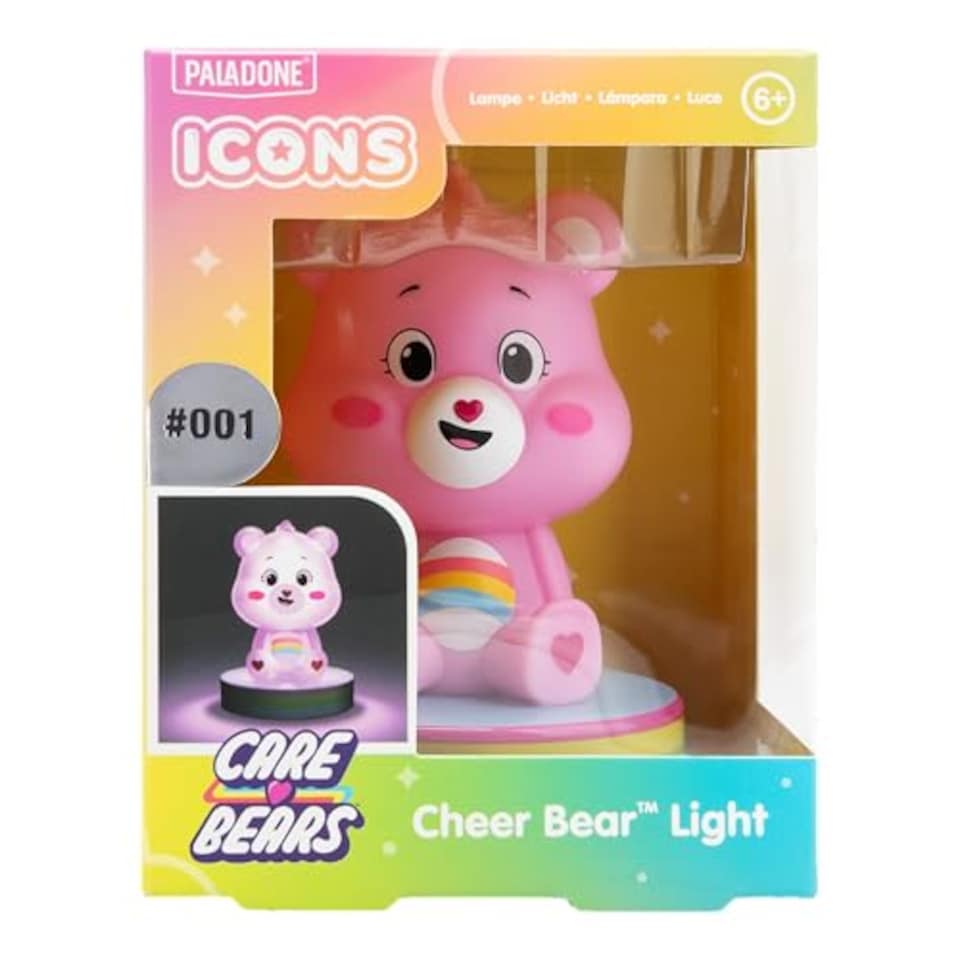 image 1 of Care Bears Pink Cheer Bear Mini Icon Light, Officially Licensed 3D Figurine LED Lamp Collectible Home Decor, Paladone