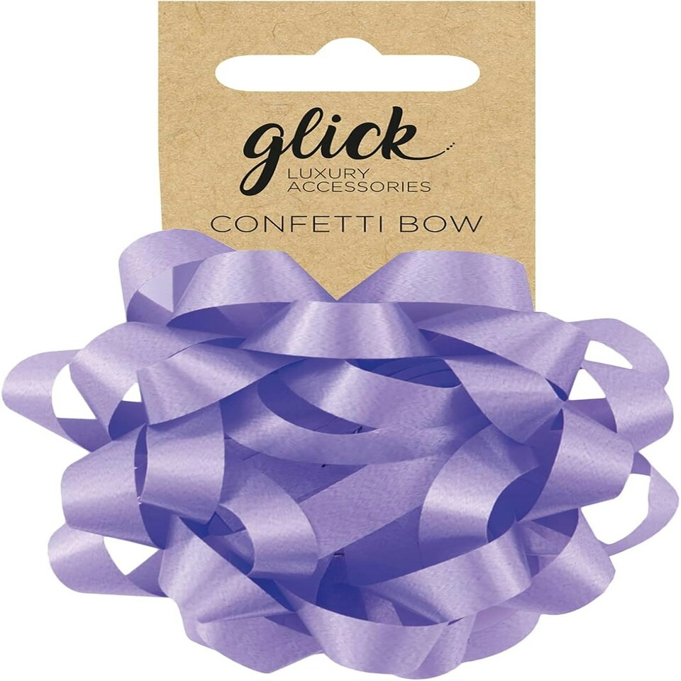 image 1 of Glick Confetti Stick on Gift Bow - Lilac 4.5 x 4.5 cms