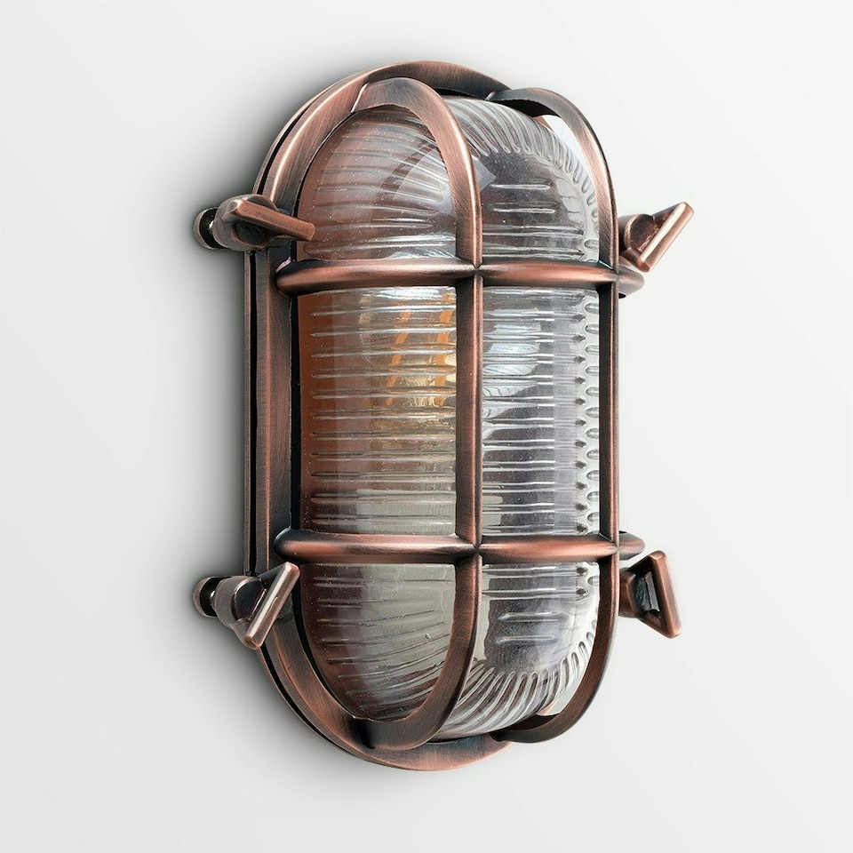 image 1 of ValueLights Bow Nautical Copper Bulkhead Wall Light Copper