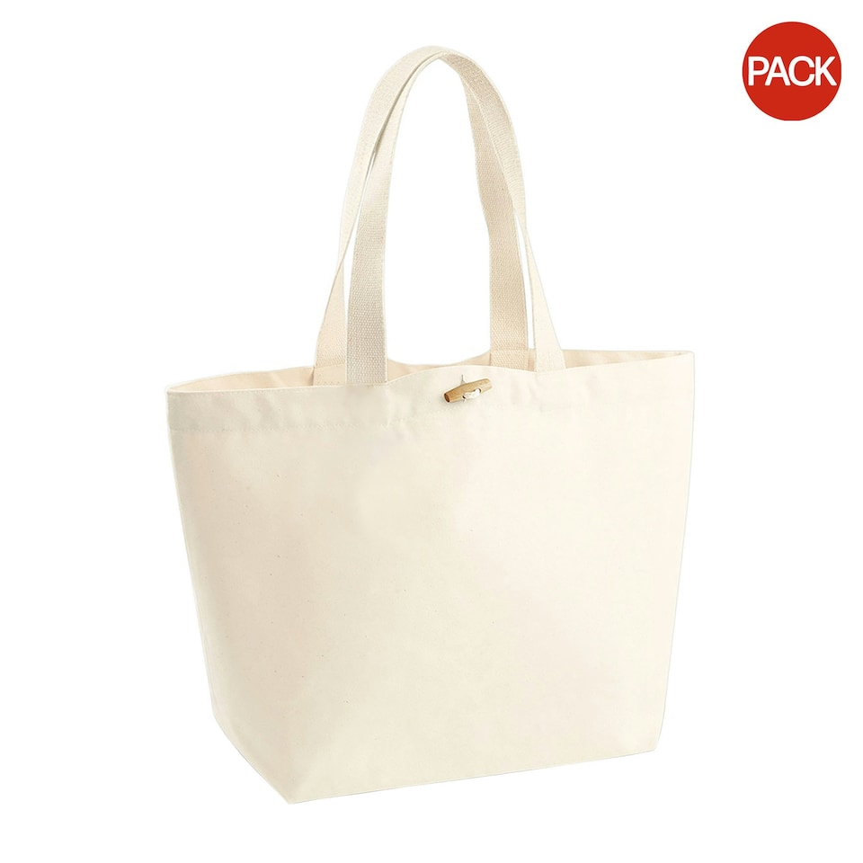Westford Mill Organic Marina Tote Shopping Bag (20L) (Pack of 2) - Natural - One Size Cream