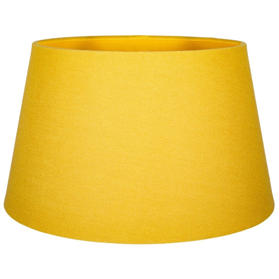 image 1 of Traditional 14 Inch Ochre Mustard Linen Drum Table-Pendant Lampshade 60w Maximum | Yellow