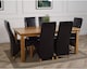 image 4 of Oslo 180 x 90 cm Large Oak Dining Table and 6 Lola Leather Chairs | Black | Black