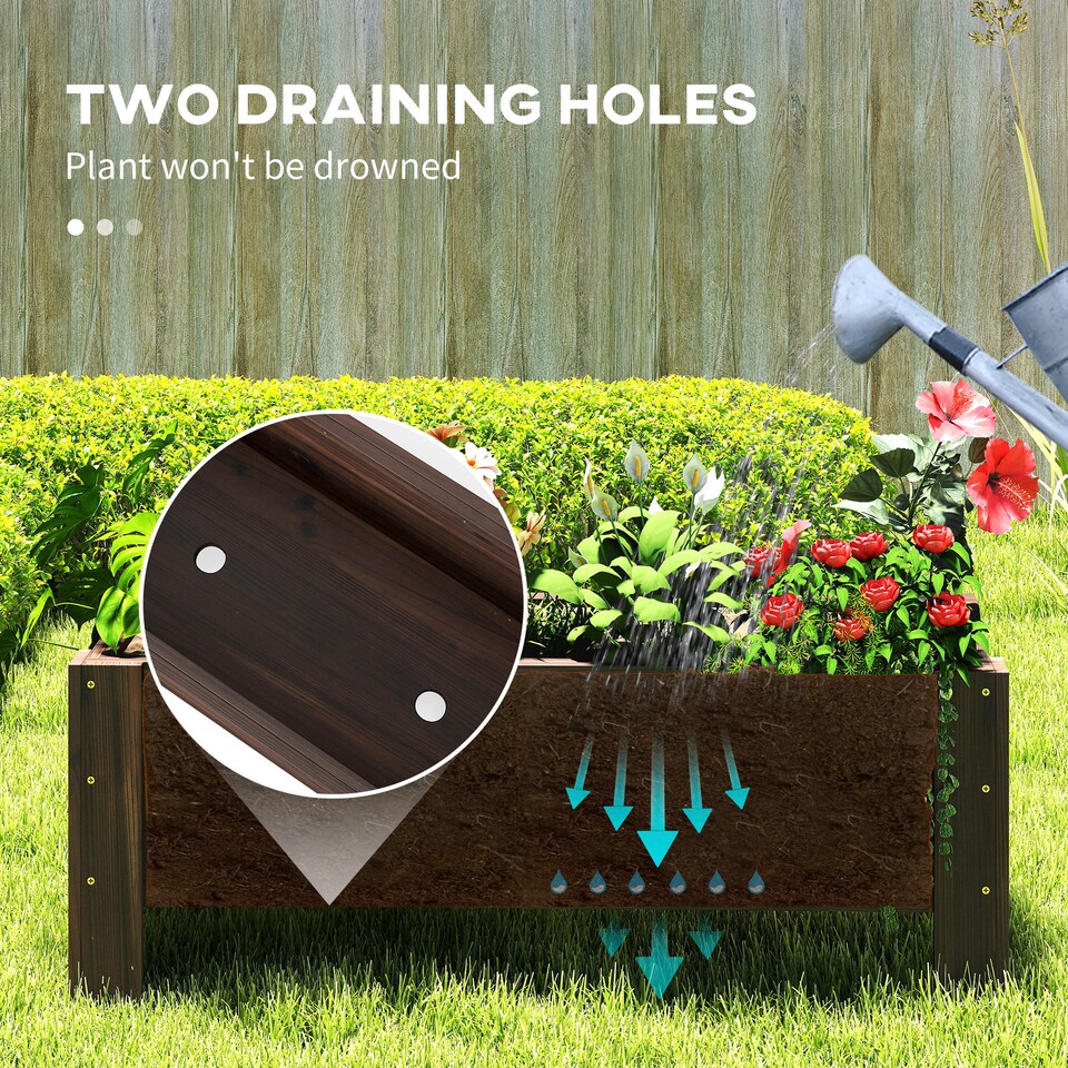 image 1 of Outsunny Wooden Garden Raised Bed Planter Grow Containers Pot,