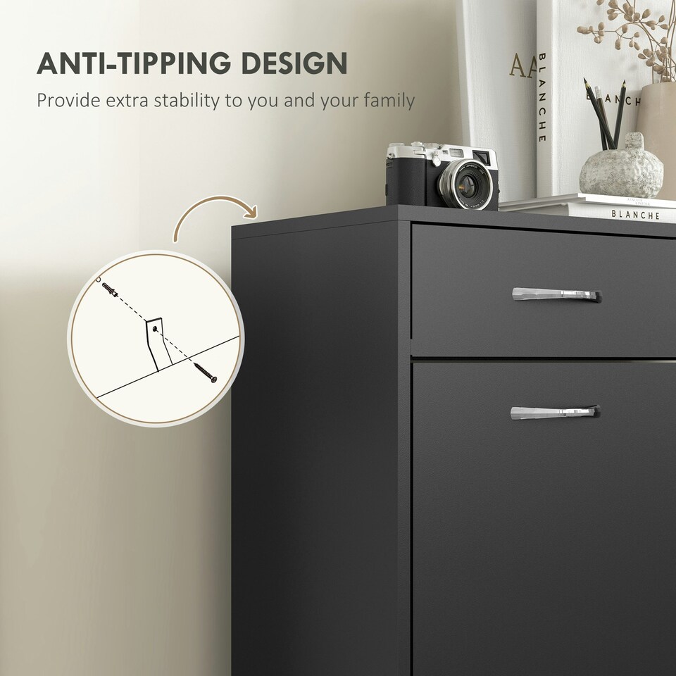 image 1 of HOMCOM Slim Shoe Cabinet with 2 Flip Drawers for 12 Pairs of Shoes Black 