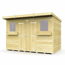 10 x 7 Feet Pent Summer Shed - Wood - L214 x W302 x H201 cm Brown