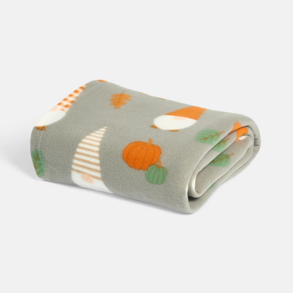 image 1 of OHS Autumnal Halloween Gonk Pumpkin Ghost Ghouls Soft Cosy Plush Warm Polar Fleece Throw Over Bed Blanket, 120x150cm Grey | Charcoal Autumnal Gonk