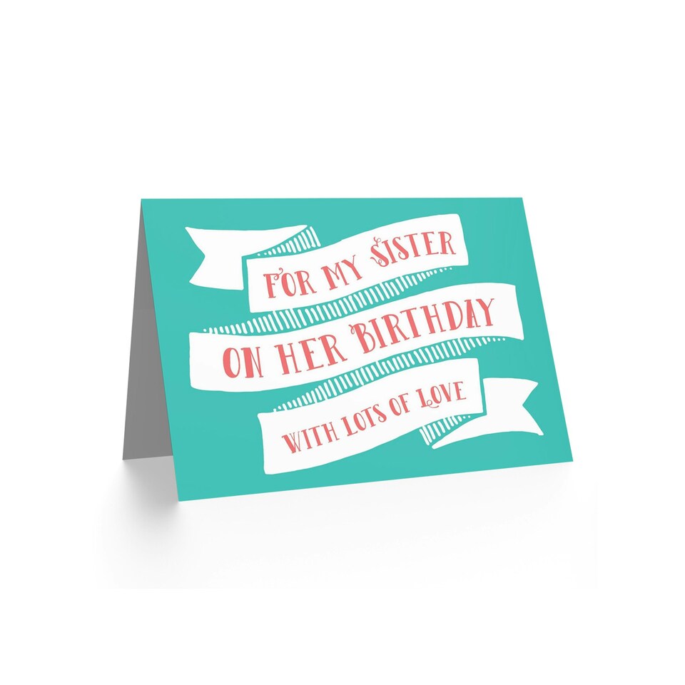 image 1 of Love Striped Scroll Design Sister Birthday Card